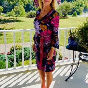 Trina Turk Red and Purple Wrap Dress